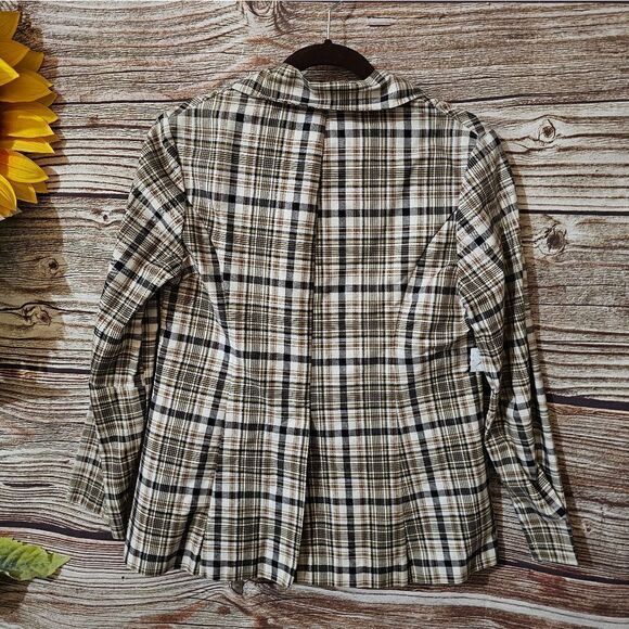 Vintage unbranded blazer Women's 14 browns/ cream plaid Pre-owned - Picture 2 of 6